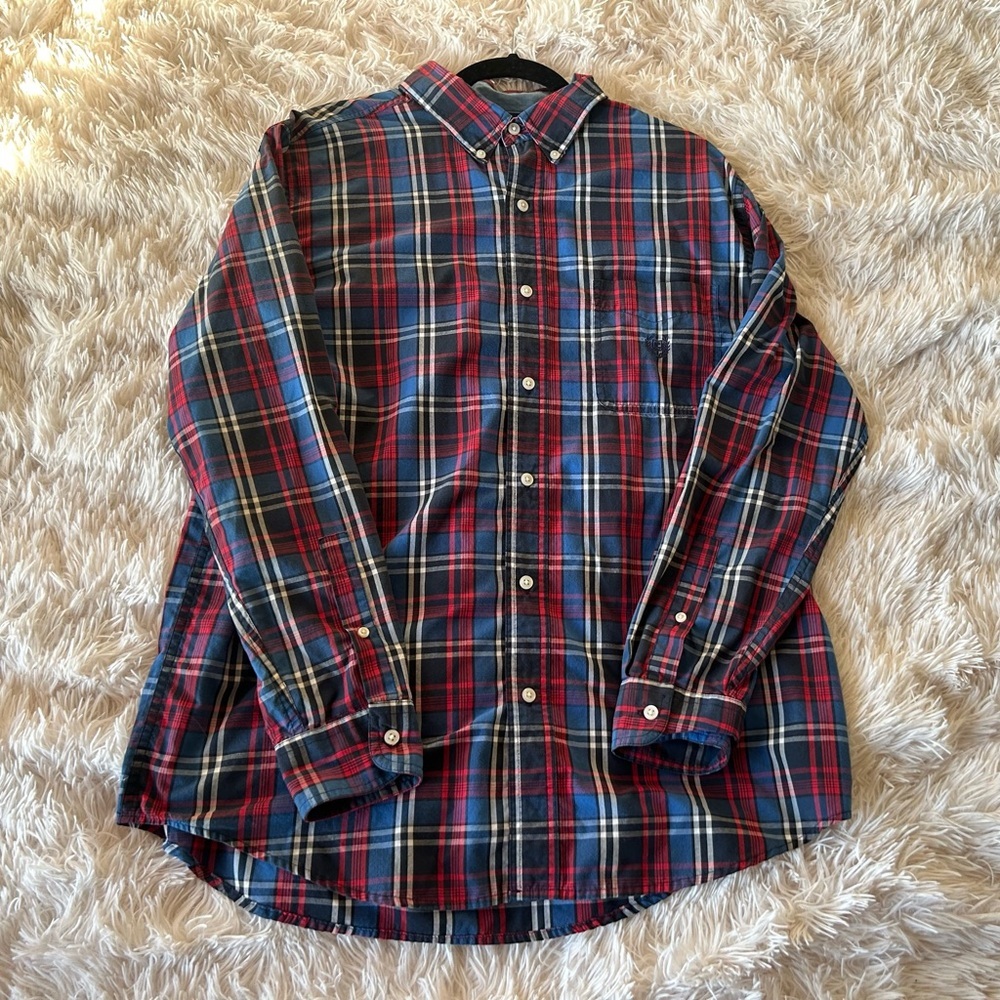 Chaps Easy Care Plaid Mens Button-Up Long sleeve Shirt - Picture 2 of 8